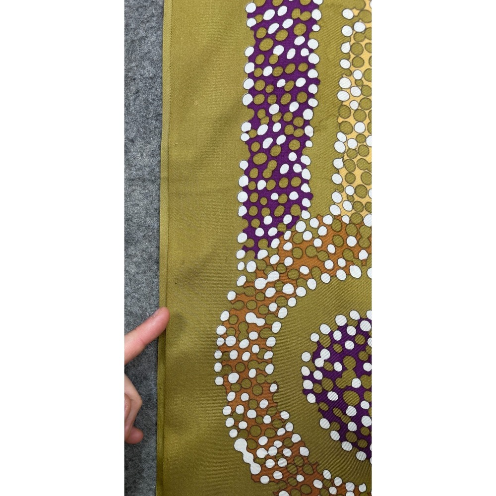 Vintage Christian Dior Silk Scarf Wrap Gold Multicolor Artsy Abstract 20x68 - Picture 8 of 16